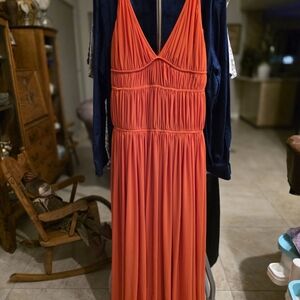 LeALX Orange full length Dress.  Sz. L.